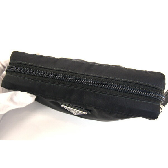 Prada Nylon Pouch Makeup Leather Black Cosmetic - Picture 6 of 6